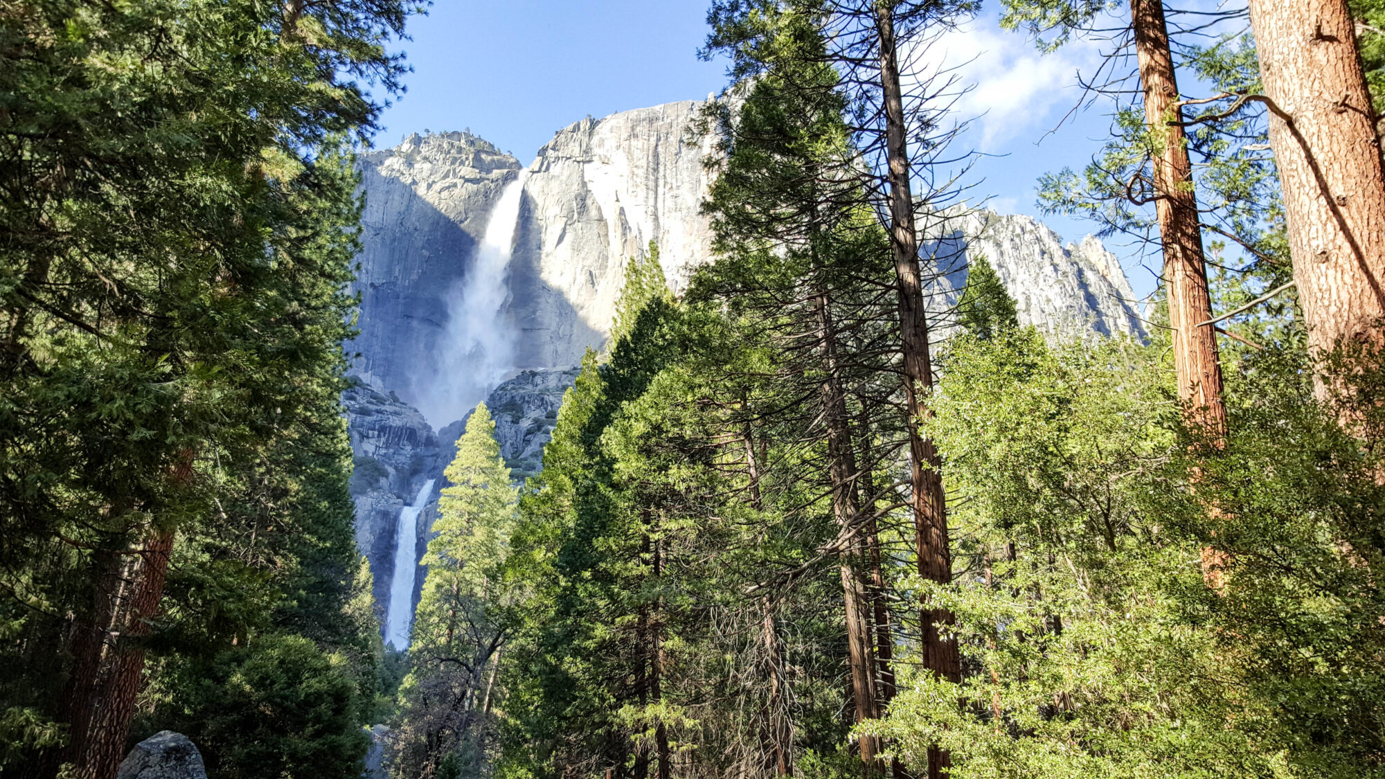 A view of both Lower and Upper Yosemite Falls